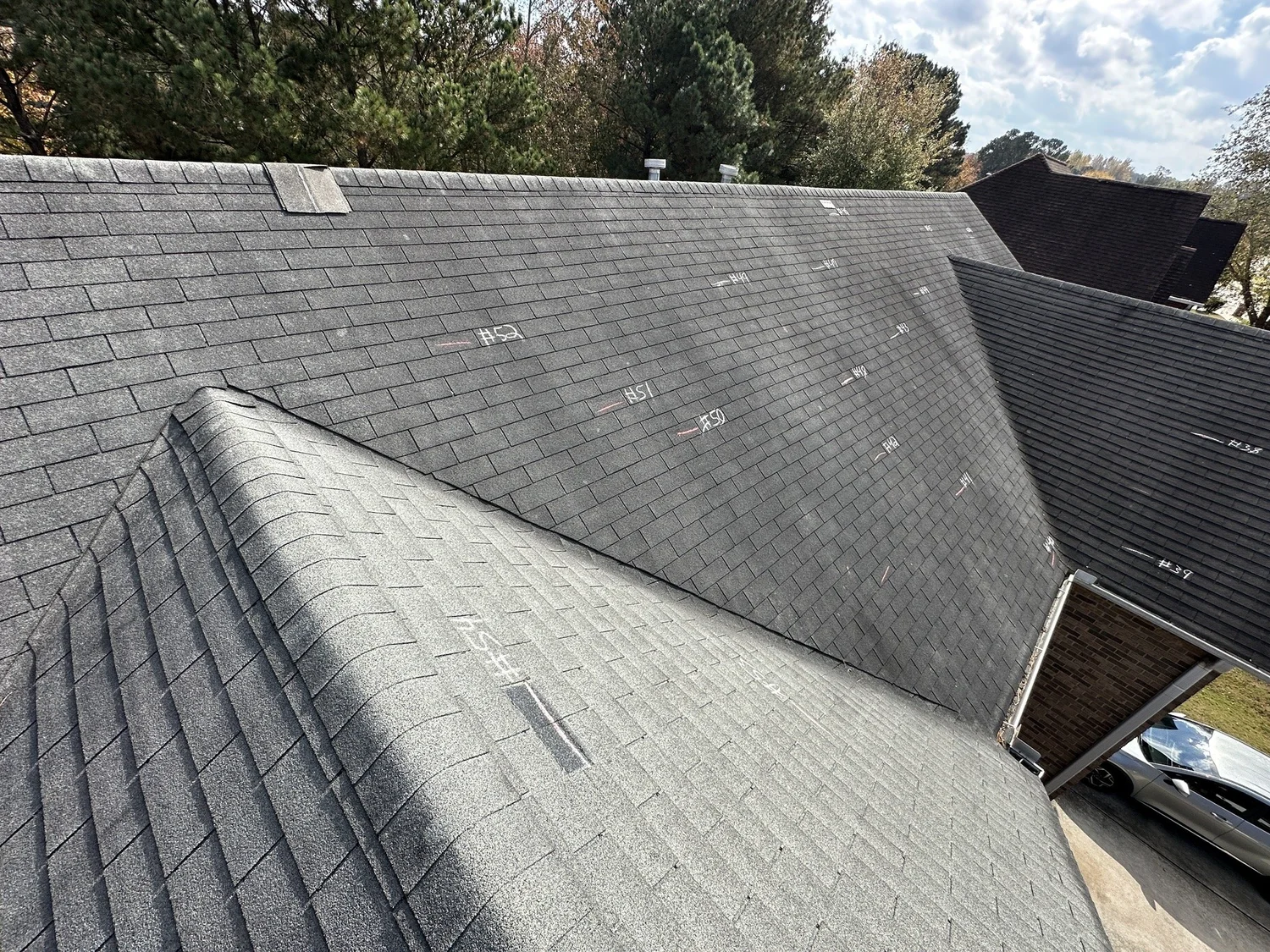 Storm damaged roof inspection